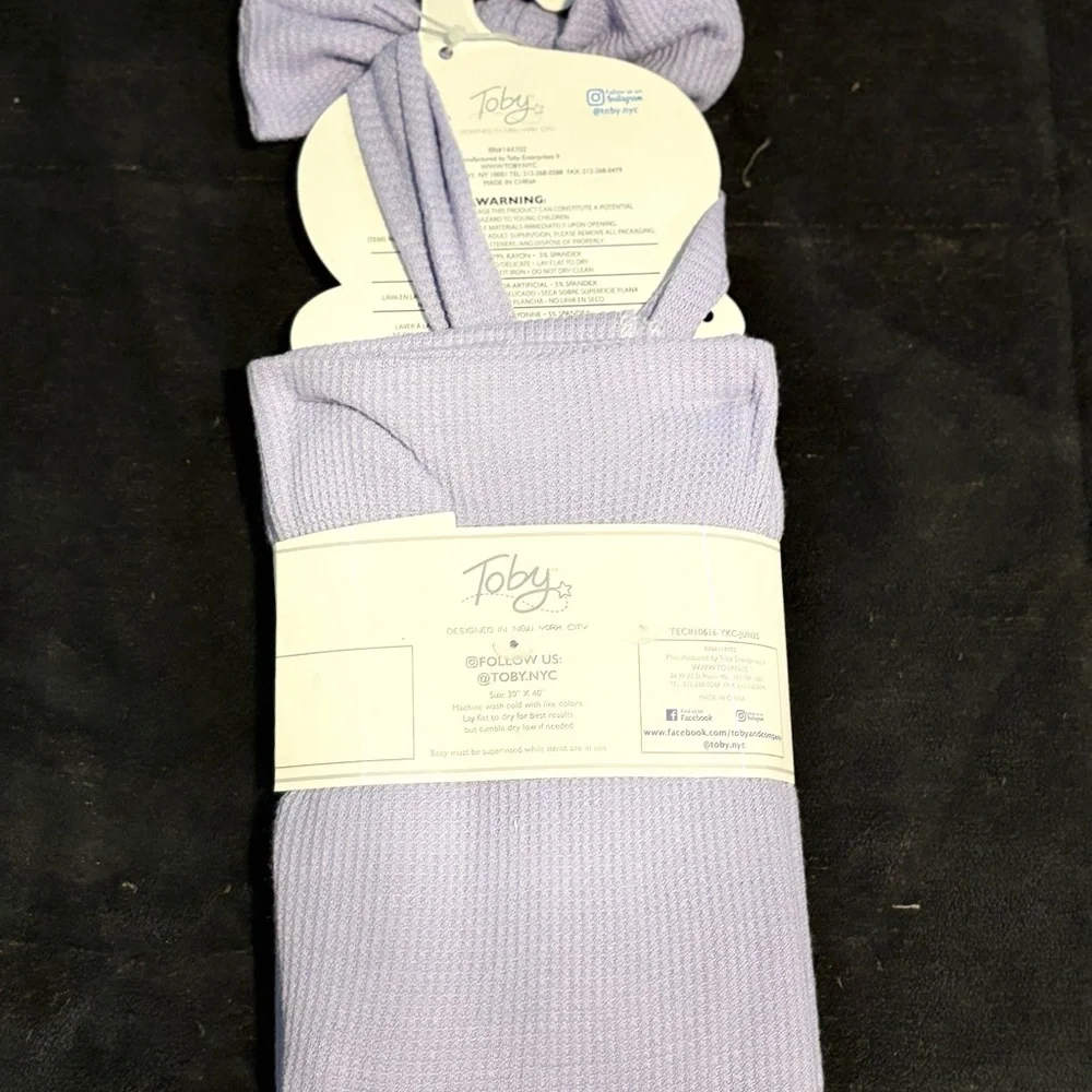 Toby New York Lavender Baby Headband with Bow & Blanket Set